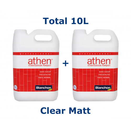 Blanchon ATHEN waterbased floor varnish 10 ltr (two 5 ltr cans) CLEAR MATT  5704957 (BL)